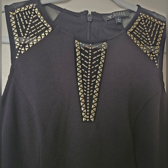 Guess crew neck beaded front sleeveless zippered dress, like new - Picture 5 of 10